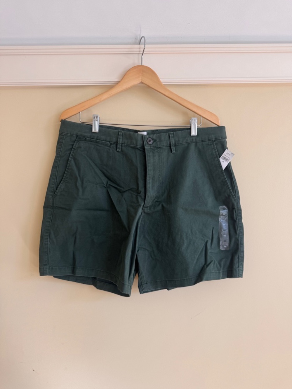 GAP Men's Flat-Front Chino Shorts in Olive Green